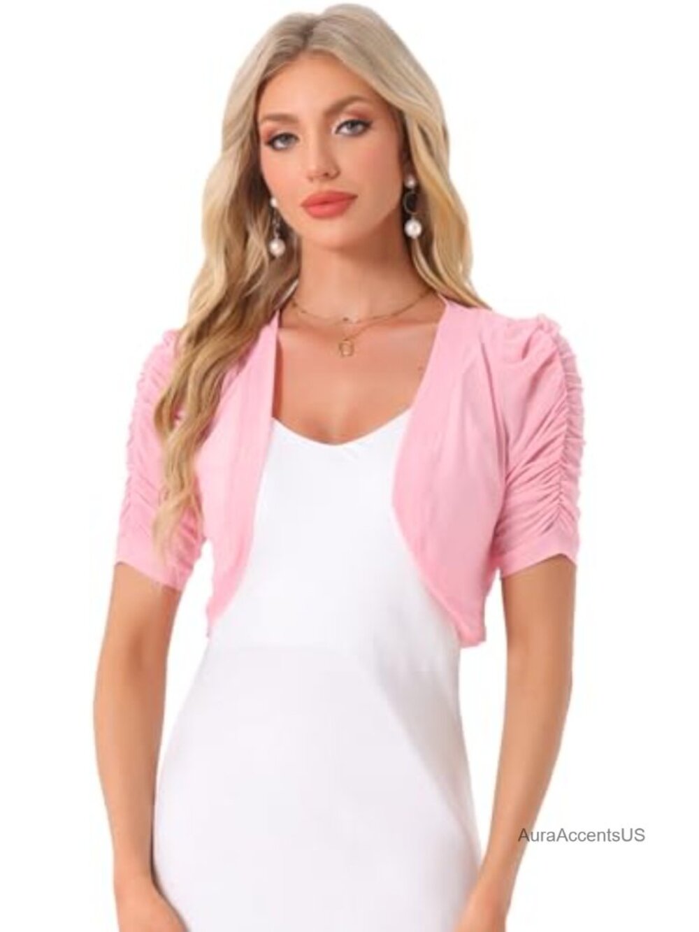 Mesh Sheer Shrug Cropped Cardigan Bolero Open Front Short Sleeve Wedding